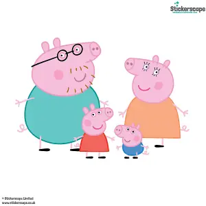 Stickerscape Peppa Pig Family Wall Sticker (Large Size) Children's Bedroom Playroom Décor Self-Adhesive Removable