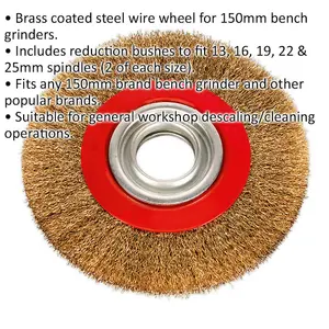 High-Quality 150mm Brass Coated Steel Wire Brush Wheel for Bench Grinders