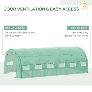 Outsunny 6 x 3 x 2 m Polytunnel Greenhouse Pollytunnel Tent Steel Frame Green