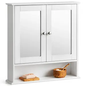 Bathroom Mirrored Cabinet White Wooden Double Wall Mounted Storage Unit Christow