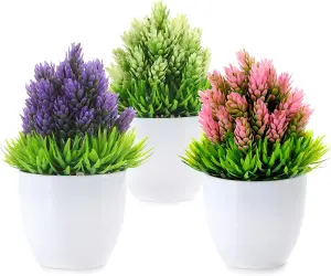 Bedbric Set of 3 Artificial Plants Blazing Aura Indoor Outdoor Decor for Bedroom Office Home