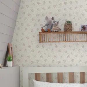 Laura Ashley Alphabet Grey Kids Smooth Wallpaper