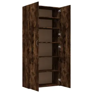 Berkfield Shoe Cabinet Smoked Oak 80x35.5x180 cm Engineered Wood