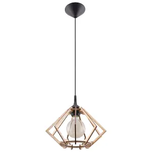 Pompelmo Wood Natural 1 Light Classic Pendant Ceiling Light