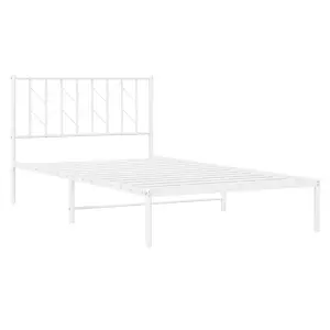 Berkfield Metal Bed Frame without Mattress with Headboard White 107x203cm