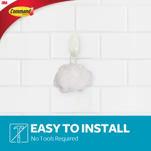 3M Command Designer Medium White Bath Hook (Holds)1.3kg, Pack of 2