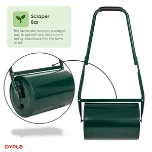 Oypla Galvanised Garden Steel Lawn Roller 30 Litre Drum Scraper Bar & Collapsible Handle Create a Lawn Worthy of a Bowls Green