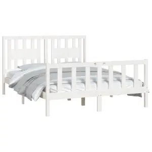 Berkfield Bed Frame with Headboard White Solid Wood Pine 120x200 cm