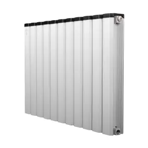 Aluminum Designer Horizontal Radiator Compatible with Heat pump. Energy Efficient. Model "Pioneer" White