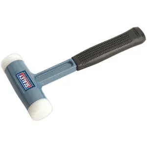 1.75lb Nylon Faced Dead Blow Hammer with Rubber Grip and Steel Shot for Precision Work