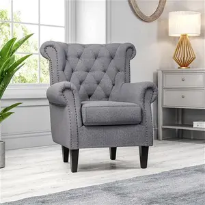 Abrielle Upholstered Wingback Chair Three Posts Upholstery Colour: Grey