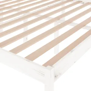 Berkfield Bed Frame White Solid Wood Pine 180x200cm Super King Size