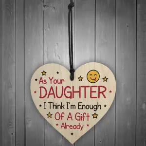 Funny Joke Birthday Gift For Mum Dad Wood Heart Gift From Daughter Keepsake