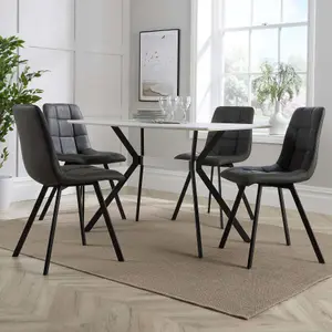 Home Source Luxor Dining Set with 4 Grey Chairs