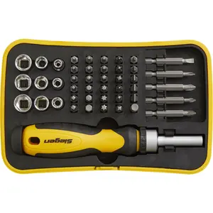 45 PACK Ratchet Screwdriver Socket & Bit Set - Comfort Grip & Storage Case