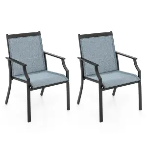 Costway Set of 2 Patio Dining Chairs Outdoor Garden Porch Armchairs w/ Breathable Seat