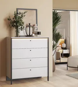 Sleek GRIS Chest of Drawers - Stylish Clothing Storage with Integrated LED Lighting (H)1150mm x (W)1010mm x (D)490mm