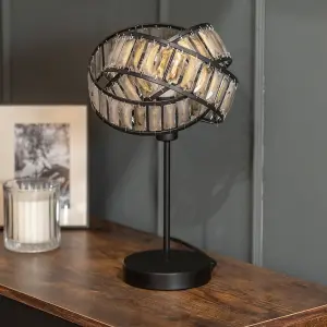 ValueLights Hudson Acrylic Jewel Twist Chrome Table Lamp with Tortoise Shell Lampshade - Bulb Included