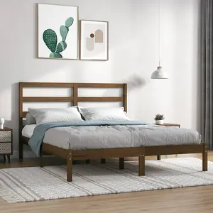 Berkfield Bed Frame Honey Brown Solid Wood Pine 120x200 cm