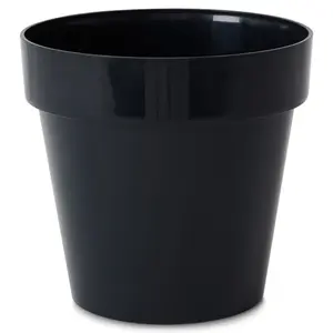 Verve Nurgul Matt Dark grey Polypropylene Plant pot (Dia) 20cm, (H)17.7cm, 3.5L