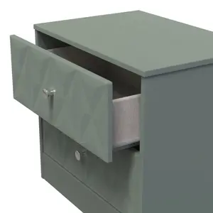 San Jose Ready assembled Green 2 Drawer Bedside chest (H)521mm (W)570mm (D)395mm