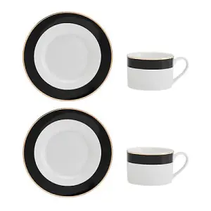 Mikasa Luxe Deco Set of 2 200ml Teacups & Saucers