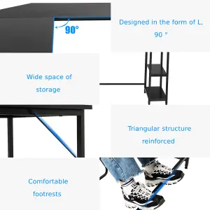 Costway Industrial L-Shaped Corner Computer Desk PC Table Large Workstation w/ Storage