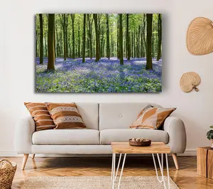 Mystical Bluebell Woodland Canvas Print Wall Art - Medium 20 x 32 Inches