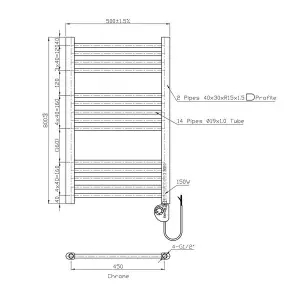 Right Radiators Electric Heated Towel Rail Radiator Straight Pre-filled Thermostatic Ladder Warmer Chrome 800x500 mm