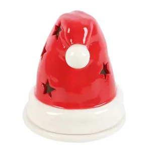 Something Different Santa Hat Tealight And Incense Cone Holder Red/White (One Size)