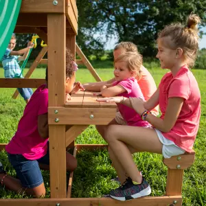 Backyard Discovery Belmont Cedar Wooden Climbing Frame with 3 x Swings and 1 x Slide