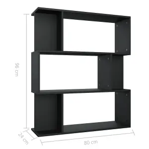 Berkfield Book Cabinet/Room Divider Black 80x24x96 cm Engineered Wood