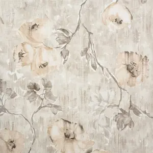 Galerie Julie Feels Home Beige Large Petunia Shimmery Flowers Wallpaper Roll