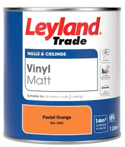 Leyland Trade Vinyl Matt Walls & Ceilings Emulsion Paint Pastel Orange (RAL 2003) 1L