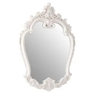 Interiors by Premier Antique White Rose Crest Wall Mirror