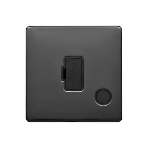 Black Nickel Screwless Plate 13A UnSwitched Connection Unit Flex Outlet - Black Trim - SE Home