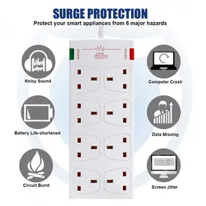 Extrastar 8 Gang Surge-Protected Extension Lead 1M 13A