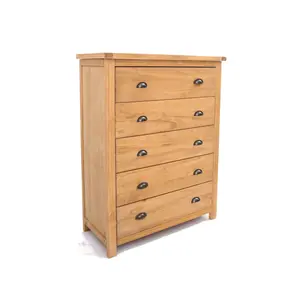 Lugo 5 Drawer Chest of Drawers Brass Cup Handle