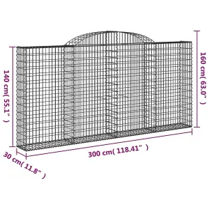 Berkfield Arched Gabion Baskets 7 pcs 300x30x140/160 cm Galvanised Iron