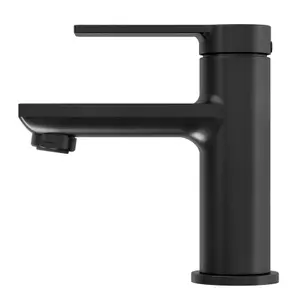 GoodHome Akita Mini Matt Black Round Washbasin Mixer Tap