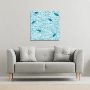 Waves & Fish (Canvas Print) / 114 x 114 x 4cm