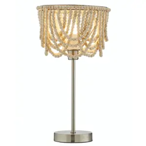 Litecraft Pilli Natural Beaded 1 Light Table Lamp