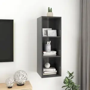 Berkfield Wall-mounted TV Cabinet High Gloss Grey 37x37x107 cm Engineered Wood