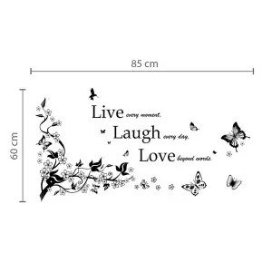 Walplus Wall Sticker Decal Wall Art Butterfly Vine Classic Live Laugh Love Decor