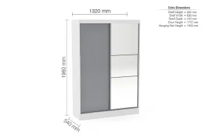 Birlea Lynx 2 Door Sliding Wardrobe With Mirror White & Grey