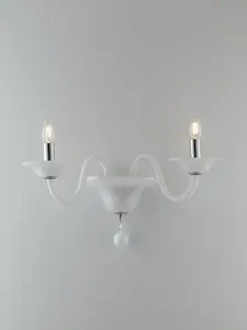 Luminosa SOFFIO Twin 2 Light Candle Wall Light White 47x36x30cm