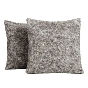 4 Pack Teddy Marl Fleece Cushion Covers, Charcoal - 45 x 45cm