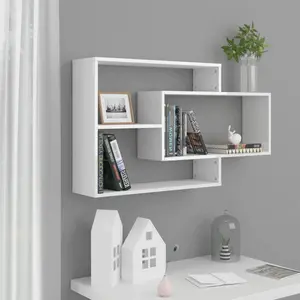 Jaleshia 3 Piece Rectangle Floating Shelf High Gloss White