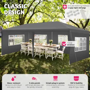 Gazebo Vivara - 6 x 3 m, with 5 side panels, weather & UV-resistant - grey