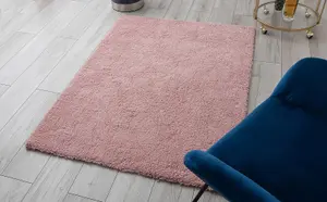 A.Unique Home Rome Sparkle Shaggy Living Room Bedroom Rug 110cm x 150cm - Ultra-Soft 1050gsm - 2.5cm Low Pile Shaggy  - Blush Pink